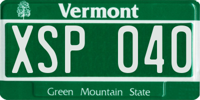 VT license plate XSP040