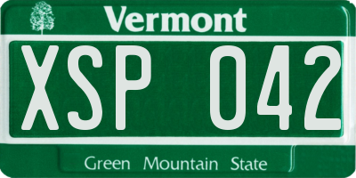 VT license plate XSP042