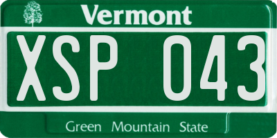 VT license plate XSP043