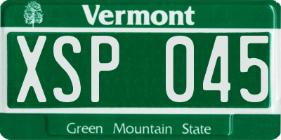 VT license plate XSP045