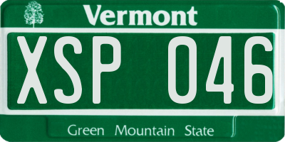 VT license plate XSP046