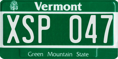 VT license plate XSP047