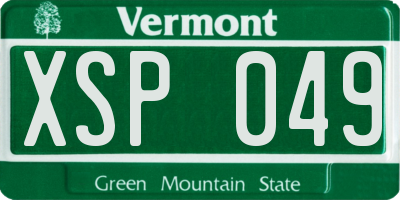 VT license plate XSP049