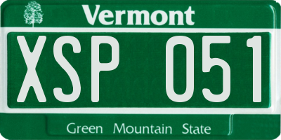 VT license plate XSP051