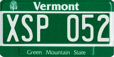 VT license plate XSP052