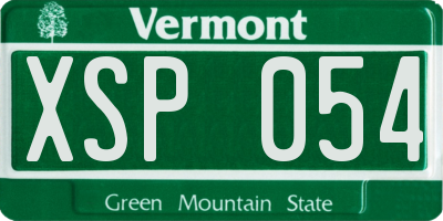 VT license plate XSP054