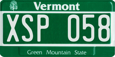 VT license plate XSP058
