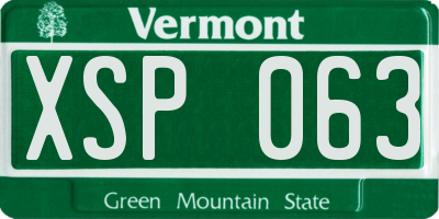 VT license plate XSP063