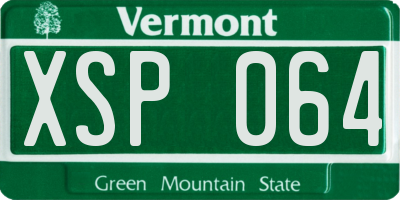 VT license plate XSP064
