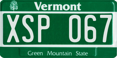 VT license plate XSP067
