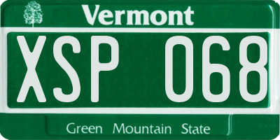 VT license plate XSP068