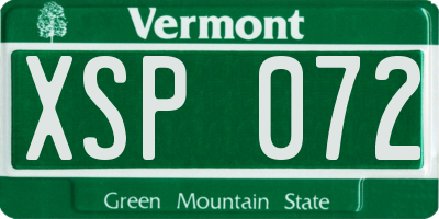 VT license plate XSP072