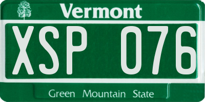 VT license plate XSP076