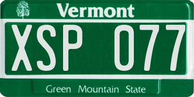 VT license plate XSP077