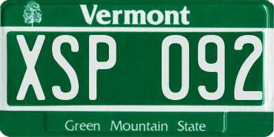 VT license plate XSP092