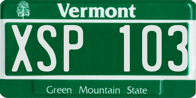 VT license plate XSP103