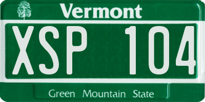VT license plate XSP104