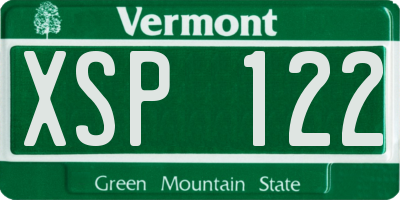 VT license plate XSP122