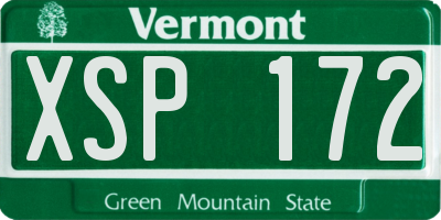 VT license plate XSP172