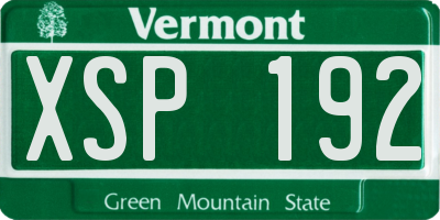 VT license plate XSP192