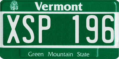 VT license plate XSP196