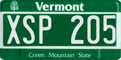 VT license plate XSP205