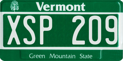 VT license plate XSP209