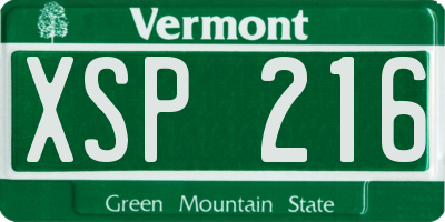 VT license plate XSP216