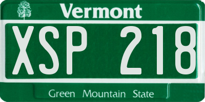 VT license plate XSP218