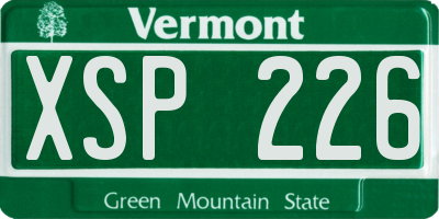 VT license plate XSP226