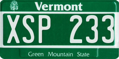 VT license plate XSP233