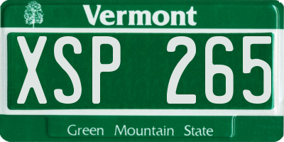 VT license plate XSP265