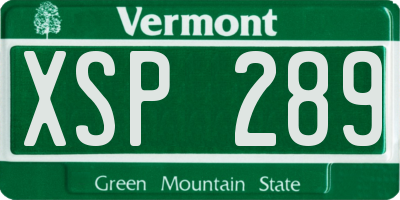 VT license plate XSP289