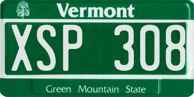 VT license plate XSP308