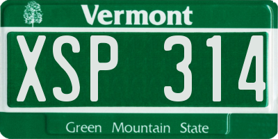 VT license plate XSP314