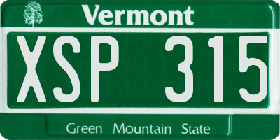 VT license plate XSP315