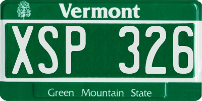 VT license plate XSP326