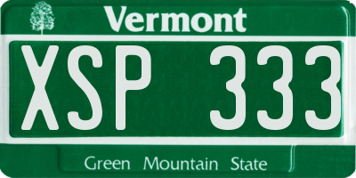 VT license plate XSP333