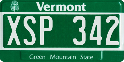 VT license plate XSP342