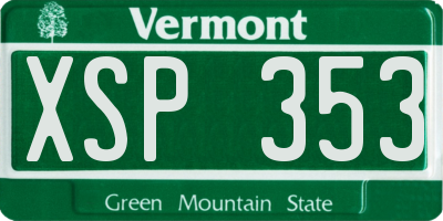 VT license plate XSP353