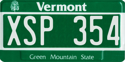 VT license plate XSP354