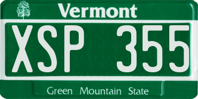 VT license plate XSP355