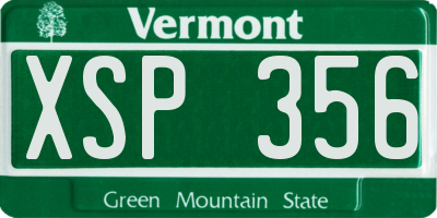 VT license plate XSP356