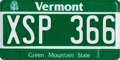 VT license plate XSP366