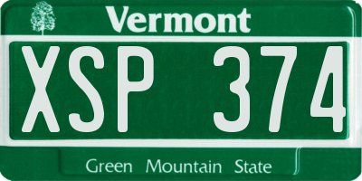 VT license plate XSP374