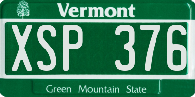 VT license plate XSP376