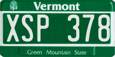 VT license plate XSP378