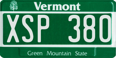 VT license plate XSP380