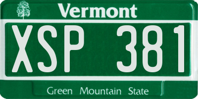 VT license plate XSP381