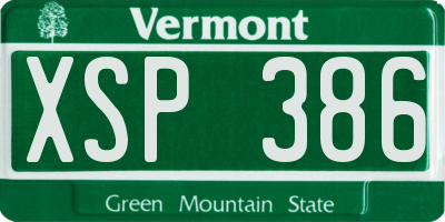VT license plate XSP386